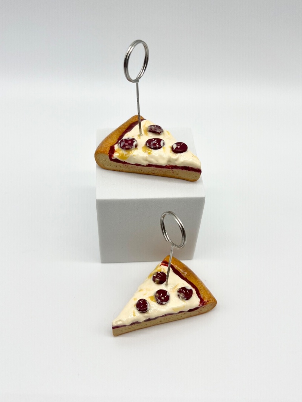 Pizza Place Card Holder or Photo Holder – Handmade Mini Pepperoni Slice - Picture 9 of 12